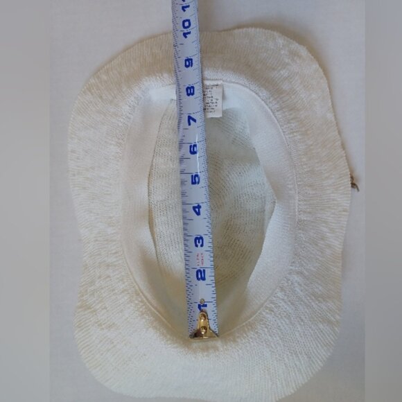 Women's White Sun Hat with Brown Tie - Picture 6 of 7